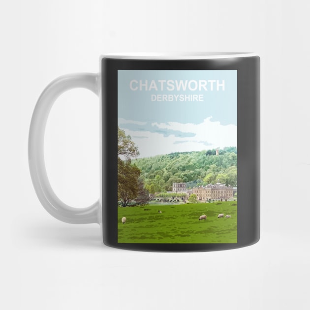 Chatsworth Derbyshire Peak District. Travel location poster by BarbaraGlebska